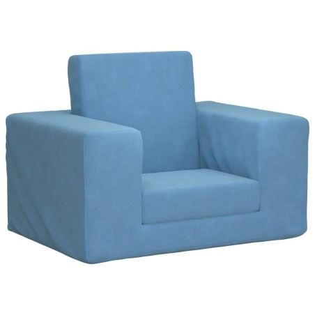 vidaXL Divano per Bambini Blu in Morbido Peluche