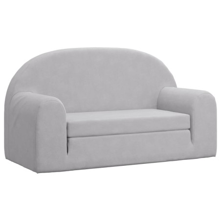 vidaXL Divano Letto per Bambini a 2 Posti Grigio Chiaro in Peluche