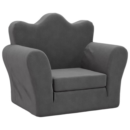 vidaXL Divano Letto per Bambini Antracite in Morbido Peluche