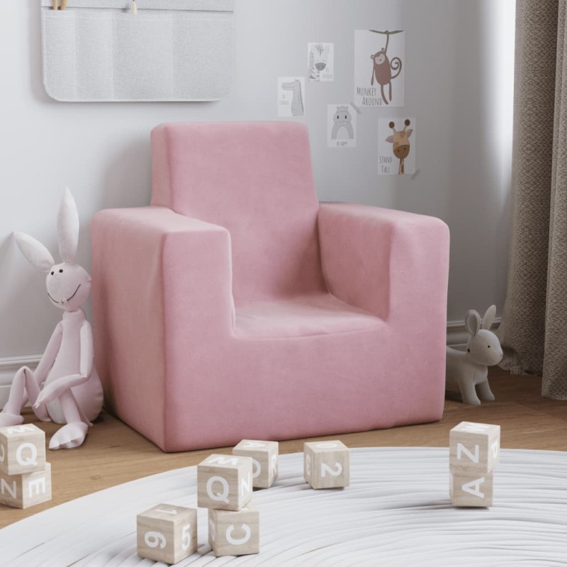 vidaXL Divano per Bambini Rosa in Morbido Peluche vidaXL Divano per Bambini Rosa in Morbido Peluche