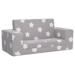 vidaXL Divano per Bambini 2 Posti Grigio Chiaro Stelle Morbido Peluche