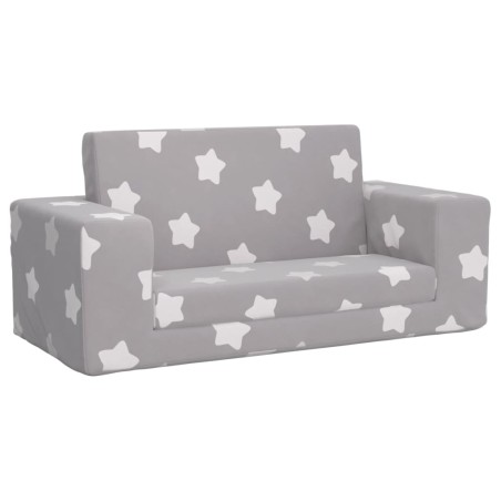 vidaXL Divano per Bambini 2 Posti Grigio Chiaro Stelle Morbido Peluche