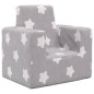 vidaXL Divano per Bambini Grigio Chiaro con Stelle in Morbido Peluche vidaXL Divano per Bambini Grigio Chiaro con Stelle in Morbido Peluche