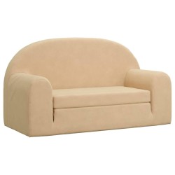 vidaXL Divano Letto per Bambini a 2 Posti Crema in Morbido Peluche