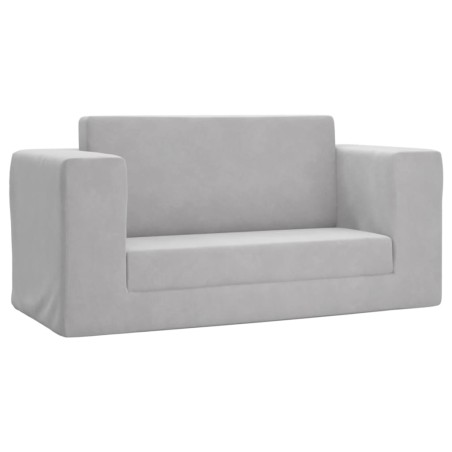 vidaXL Divano Letto per Bambini a 2 Posti Grigio Chiaro in Peluche