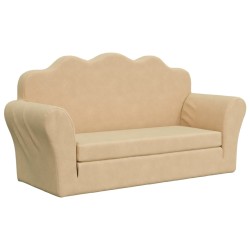 vidaXL Divano Letto per Bambini a 2 Posti Crema in Morbido Peluche