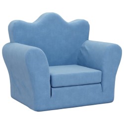 vidaXL Divano per Bambini Blu in Morbido Peluche