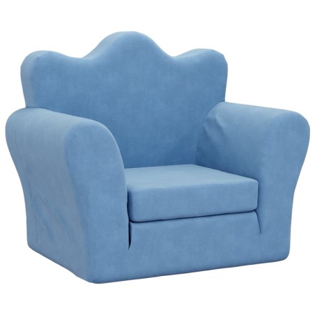 vidaXL Divano per Bambini Blu in Morbido Peluche