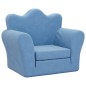 vidaXL Divano per Bambini Blu in Morbido Peluche vidaXL Divano per Bambini Blu in Morbido Peluche