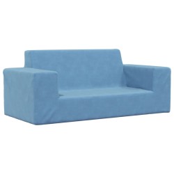 vidaXL Divano per Bambini a 2 Posti Blu in Morbido Peluche