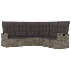 vidaXL Divano Angolare Reclinabile con Cuscini in Polyrattan Grigio
