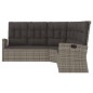 vidaXL Divano Angolare Reclinabile con Cuscini in Polyrattan Grigio