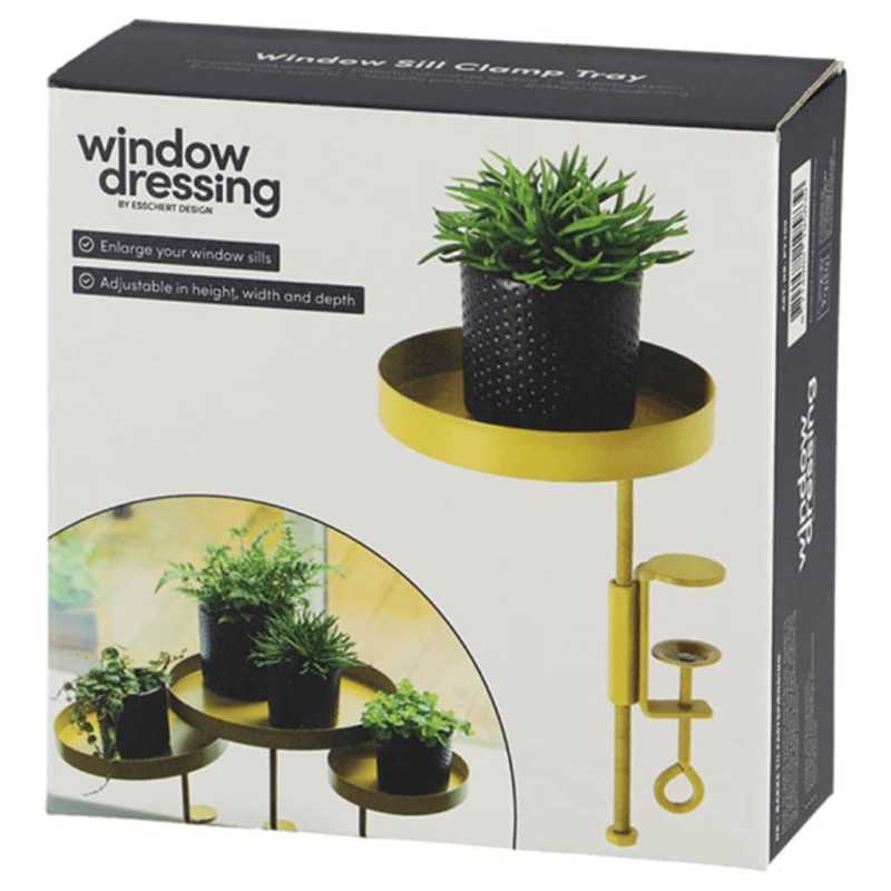 Esschert Design Vassoio per Piante con Morsetto Rotondo Dorato S Esschert Design Vassoio per Piante con Morsetto Rotondo Dorato S