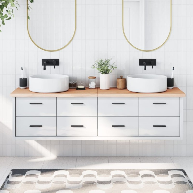 vidaXL Piano Bagno 180x30x4 cm in Legno Massello Non Trattato