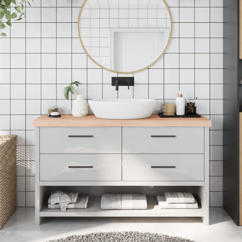 vidaXL Piano Bagno 140x30x6 cm in Legno Massello Non Trattato