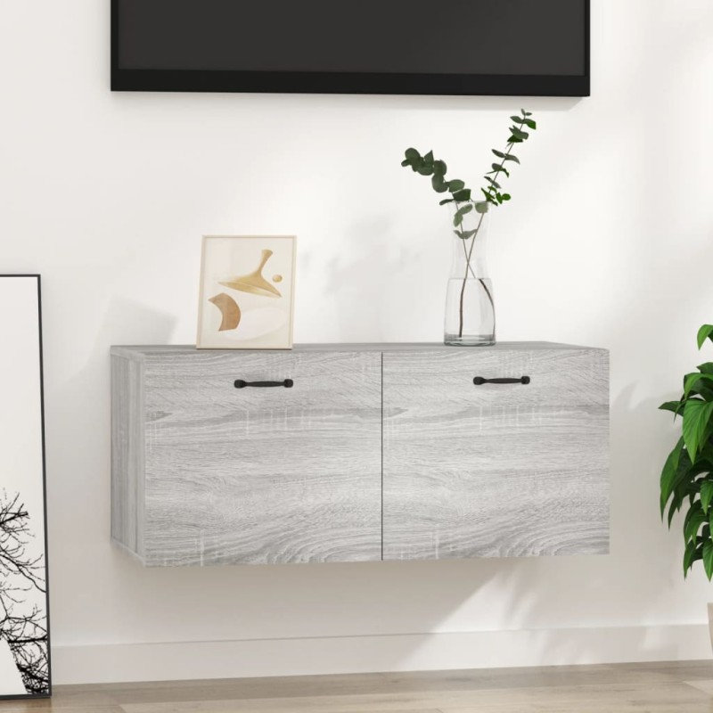 vidaXL Mobile a Parete Grigio Sonoma 80x36,5x35cm in Legno Multistrato vidaXL Mobile a Parete Grigio Sonoma 80x36,5x35cm in Legno Multistrato