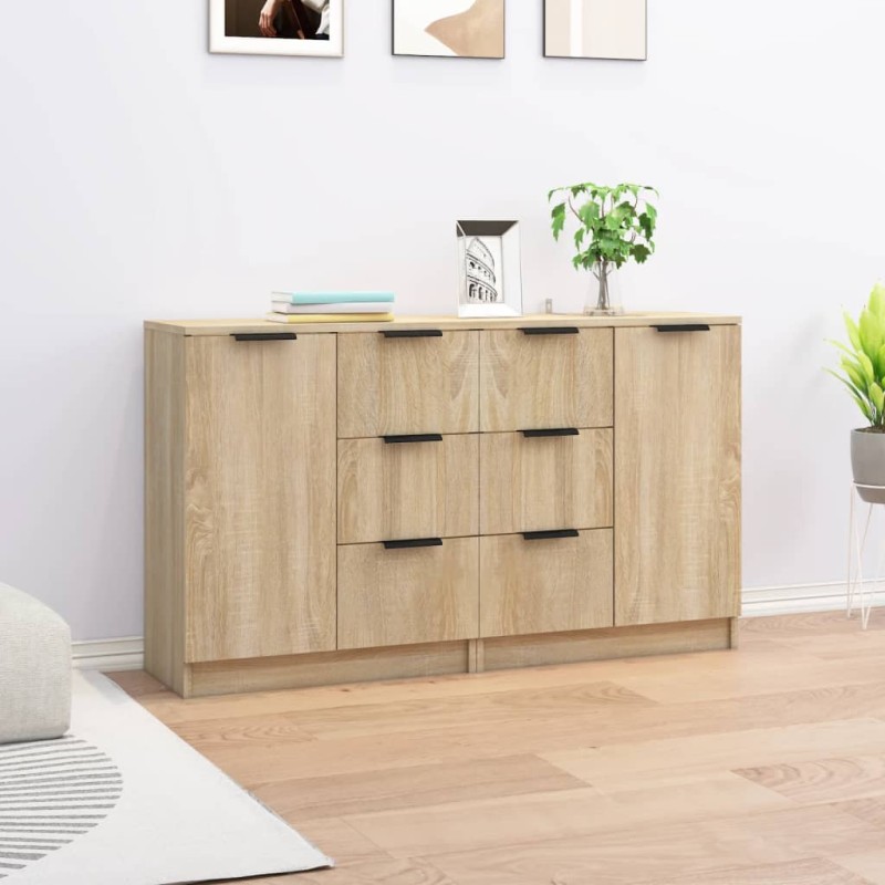 Credenze 2 pz Rovere Sonoma 60x30x70 cm in Legno Multistrato Credenze 2 pz Rovere Sonoma 60x30x70 cm in Legno Multistrato