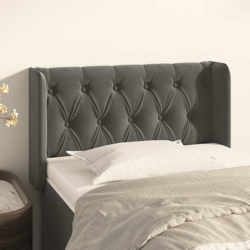vidaXL Testiera ad Orecchio Grigio Scuro 83x16x78/88 cm in Velluto vidaXL Testiera ad Orecchio Grigio Scuro 83x16x78/88 cm in Velluto