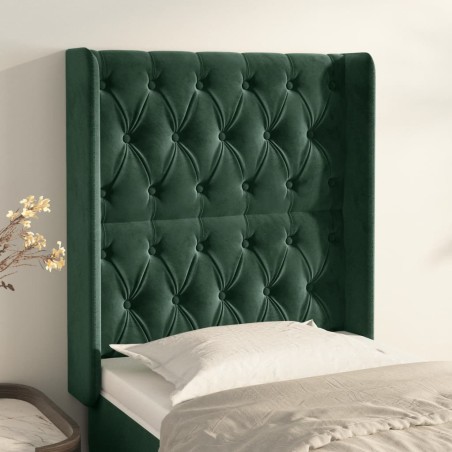 vidaXL Testiera ad Orecchio Verde Scuro 83x16x118/128 cm in Velluto