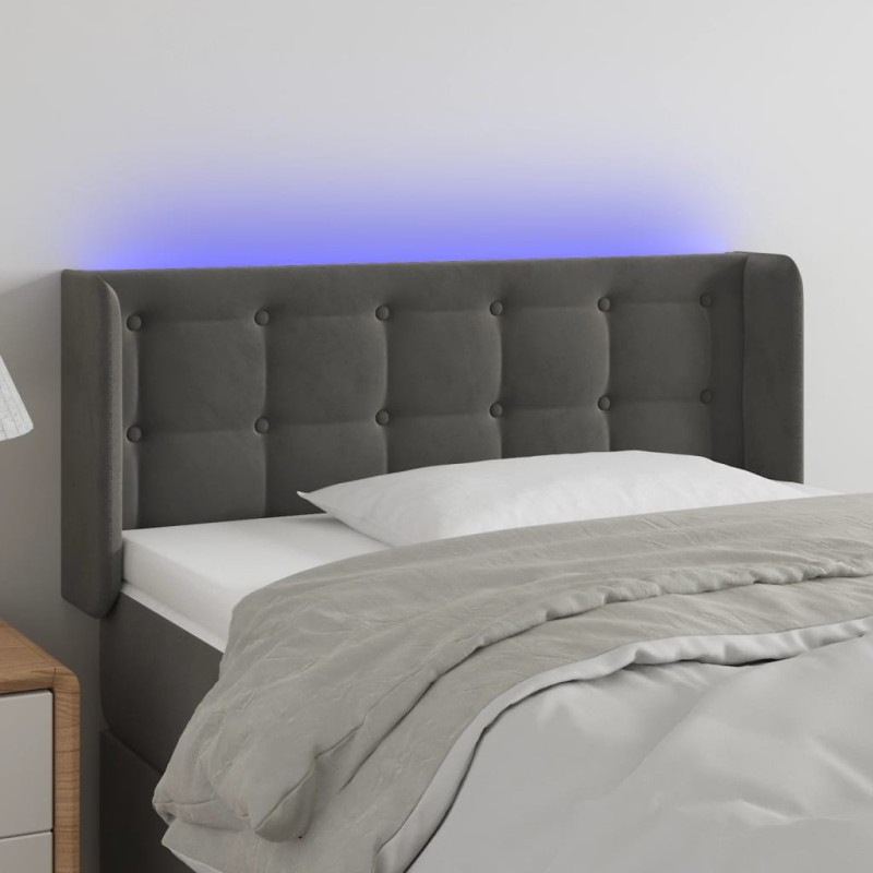 vidaXL Testiera a LED Grigio Scuro 83x16x78/88 cm in Velluto vidaXL Testiera a LED Grigio Scuro 83x16x78/88 cm in Velluto