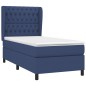 vidaXL Giroletto a Molle con Materasso Blu 90x190 cm in Tessuto