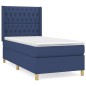 vidaXL Giroletto a Molle con Materasso Blu 90x190 cm in Tessuto