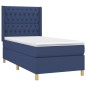 vidaXL Giroletto a Molle con Materasso Blu 90x190 cm in Tessuto