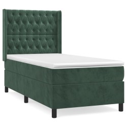 vidaXL Giroletto a Molle con Materasso Verde Scuro 90x190 cm Velluto