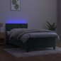 vidaXL Letto a Molle con Materasso e LED Verde Scuro 80x200cm Velluto vidaXL Letto a Molle con Materasso e LED Verde Scuro 80x200cm Velluto