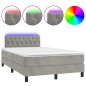 vidaXL Letto a Molle Materasso e LED Grigio Chiaro 120x200 cm Velluto vidaXL Letto a Molle Materasso e LED Grigio Chiaro 120x200 cm Velluto