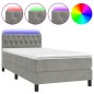 vidaXL Letto a Molle Materasso e LED Grigio Chiaro 100x200 cm Velluto vidaXL Letto a Molle Materasso e LED Grigio Chiaro 100x200 cm Velluto