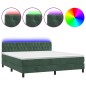 vidaXL Letto a Molle con Materasso e LED Verde Scuro 180x200cm Velluto vidaXL Letto a Molle con Materasso e LED Verde Scuro 180x200cm Velluto