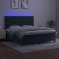 vidaXL Letto a Molle con Materasso e LED Verde Scuro 160x200cm Velluto vidaXL Letto a Molle con Materasso e LED Verde Scuro 160x200cm Velluto
