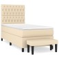 vidaXL Giroletto a Molle con Materasso Crema 90x200 cm inTessuto