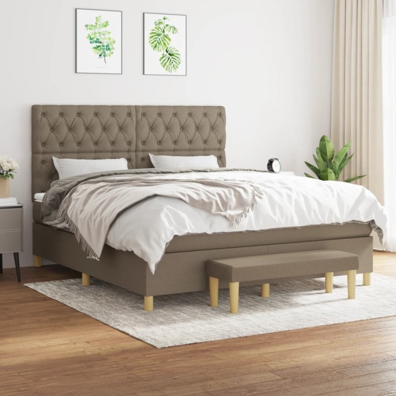 vidaXL Giroletto a Molle con Materasso Tortora 160x200 cm in Tessuto