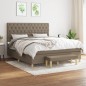 vidaXL Giroletto a Molle con Materasso Tortora 160x200 cm in Tessuto