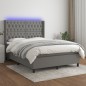 vidaXL Letto a Molle Materasso e LED Grigio Scuro 140x190cm in Tessuto vidaXL Letto a Molle Materasso e LED Grigio Scuro 140x190cm in Tessuto