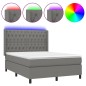 vidaXL Letto a Molle Materasso e LED Grigio Scuro 140x190cm in Tessuto vidaXL Letto a Molle Materasso e LED Grigio Scuro 140x190cm in Tessuto