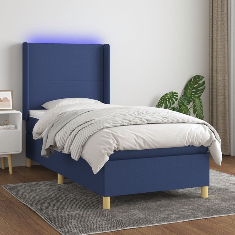 vidaXL Letto a Molle con Materasso e LED Blu 80x200 cm in Tessuto vidaXL Letto a Molle con Materasso e LED Blu 80x200 cm in Tessuto