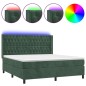 vidaXL Letto a Molle con Materasso e LED Verde Scuro 180x200cm Velluto vidaXL Letto a Molle con Materasso e LED Verde Scuro 180x200cm Velluto
