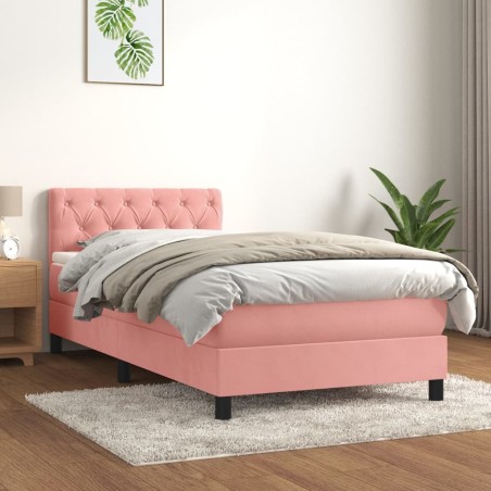 vidaXL Giroletto a Molle con Materasso Rosa 80x200 cm in Velluto