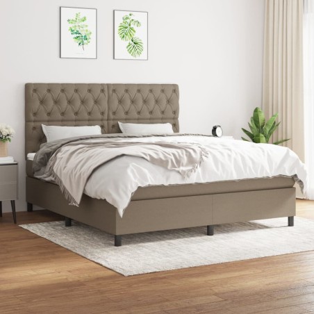 vidaXL Giroletto a Molle con Materasso Tortora 160x200 cm in Tessuto