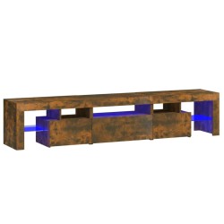 vidaXL Mobile Porta TV con Luci LED Rovere Fumo 200x36,5x40 cm