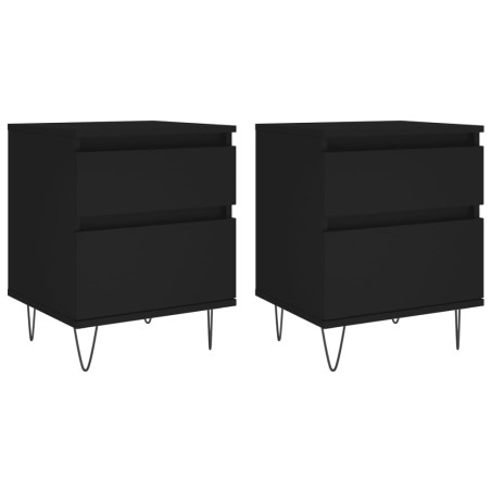 vidaXL Comodini 2pz Neri 40x35x50 cm in Legno Multistrato