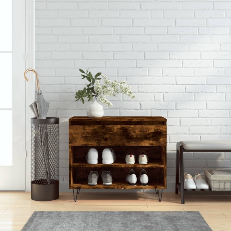 vidaXL Scarpiera Rovere Fumo 70x36x60 cm in Legno Multistrato vidaXL Scarpiera Rovere Fumo 70x36x60 cm in Legno Multistrato
