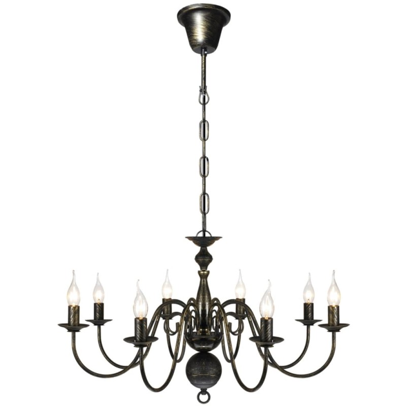 vidaXL Lampadario Stile Antico Metallo Nero Lampadine 8 x E14 vidaXL Lampadario Stile Antico Metallo Nero Lampadine 8 x E14