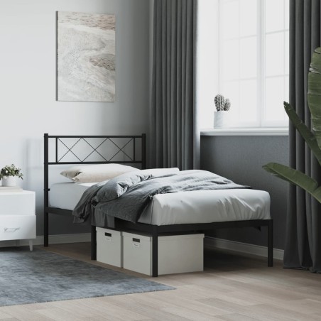 vidaXL Giroletto con Testiera in Metallo Nero 107x203 cm