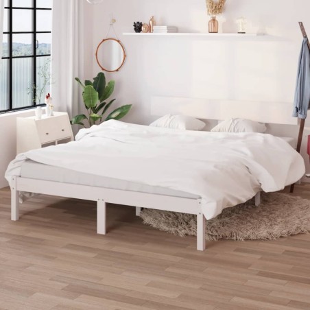 vidaXL Giroletto in Legno Massello di Pino Bianco 160x200 cm