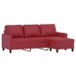 vidaXL Divano a 3 Posti con Poggiapiedi Rosso Vino 180cm in Similpelle vidaXL Divano a 3 Posti con Poggiapiedi Rosso Vino 180cm in Similpelle