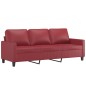 vidaXL Divano a 3 Posti con Poggiapiedi Rosso Vino 180cm in Similpelle vidaXL Divano a 3 Posti con Poggiapiedi Rosso Vino 180cm in Similpelle